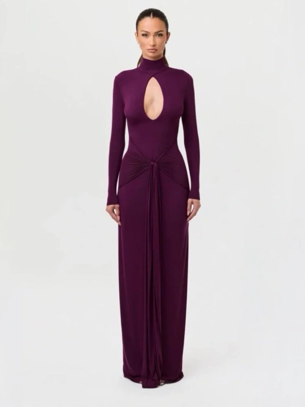 Naked Wardrobe Plum Long Sleeve Butter Gown